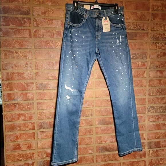 Levi's 511 Slim Stretch Paint Jeans size 20 30x30 NWT - Picture 1 of 4